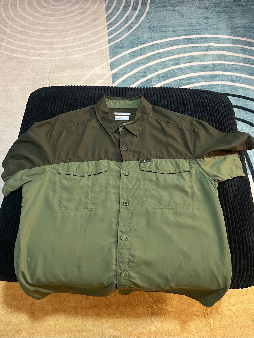 Columbia Omni-Shade Sun Protection Fishing Shirt Two-Tone Olive Green